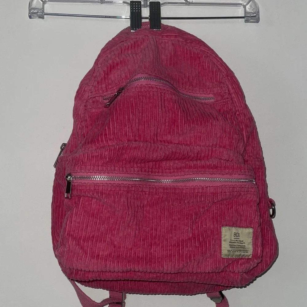 Pink urban outfitters corduroy backpack